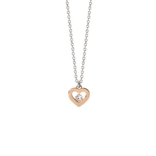 Collana donna 2Jewels To Be Loved in acciaio rosé con cuore e cristallo