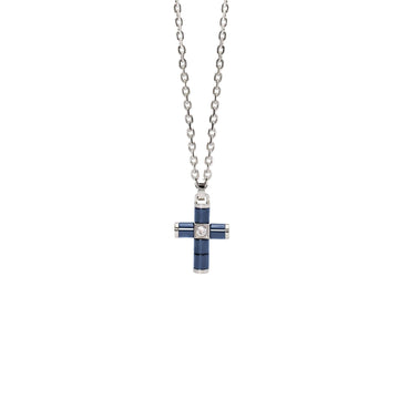 Collana uomo 2Jewels Next in acciaio con croce in ceramica blu e cristallo