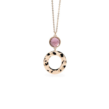 Collana donna 2Jewels Dune acciaio rosé con glass viola, madreperla e cerchio