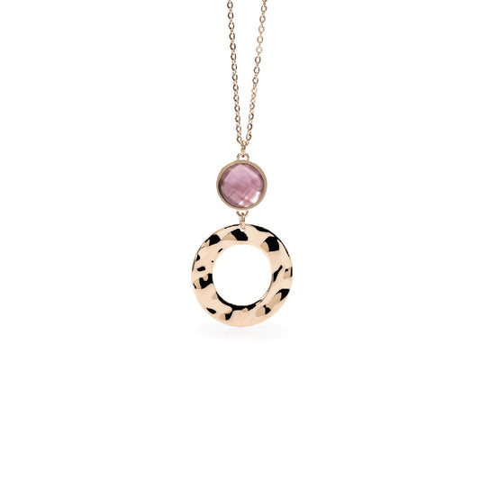 Collana donna 2Jewels Dune acciaio rosé con glass viola, madreperla e cerchio