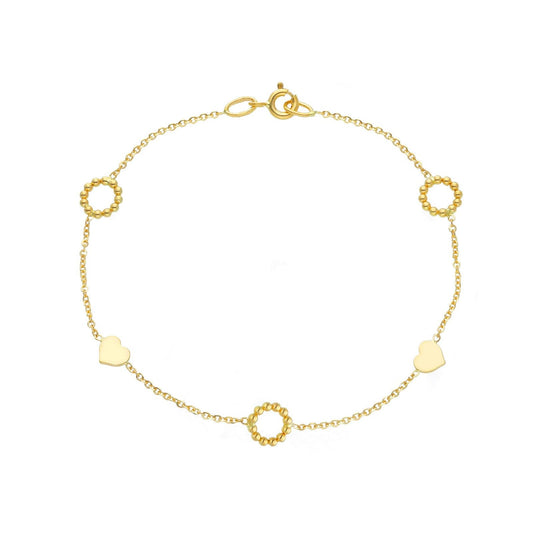 Bracciale donna JOY Gioielli in oro giallo con cerchi e cuori