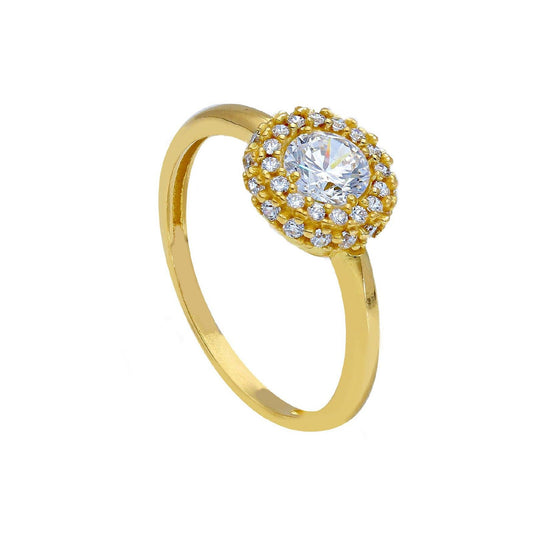 Anello donna JOY Gioielli Oro in oro giallo con zirconi piccoli e uno grande