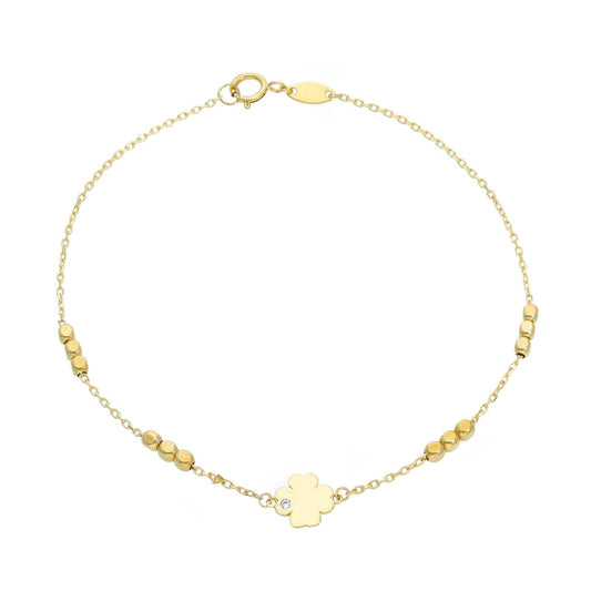 Bracciale donna JOY Gioielli Oro in oro giallo con quadrifoglio e sfere