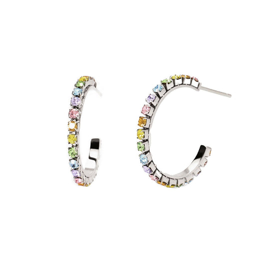 Orecchini cerchio 20mm donna 2Jewels Youcolors cristalli multicolor colori accesi