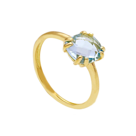 Anello solitario donna JOY Gioielli Oro oro giallo con topazio azzurro