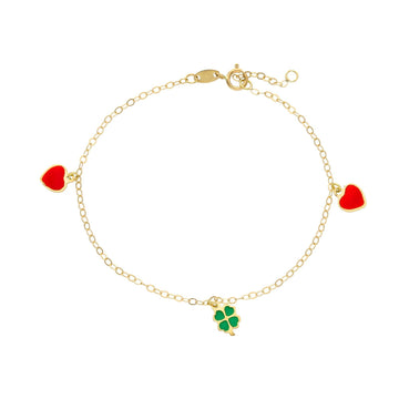 Bracciale bambina JOY Gioielli Oro in oro giallo con cuore e quadrifoglio