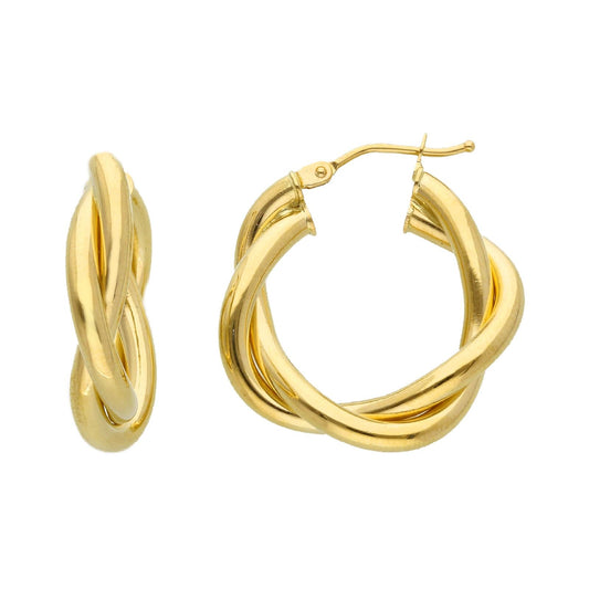 Orecchini cerchio intrecciati donna JOY Gioielli in oro giallo 15 mm