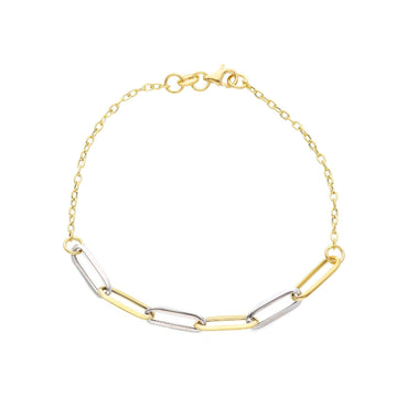 Bracciale donna JOY Gioielli in oro giallo e bianco maglie ovali