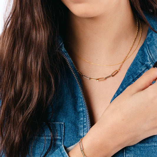 Bracciale donna JOY Gioielli in oro giallo e bianco maglie ovali