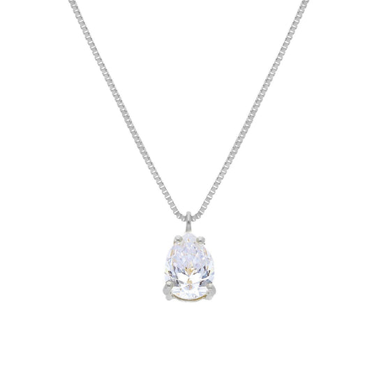 Collana punto luce donna JOY Gioielli in oro bianco con zircone goccia