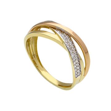 Anello donna JOY Gioielli Oro in oro giallo, bianco e rosé 18kt con zirconi bianchi