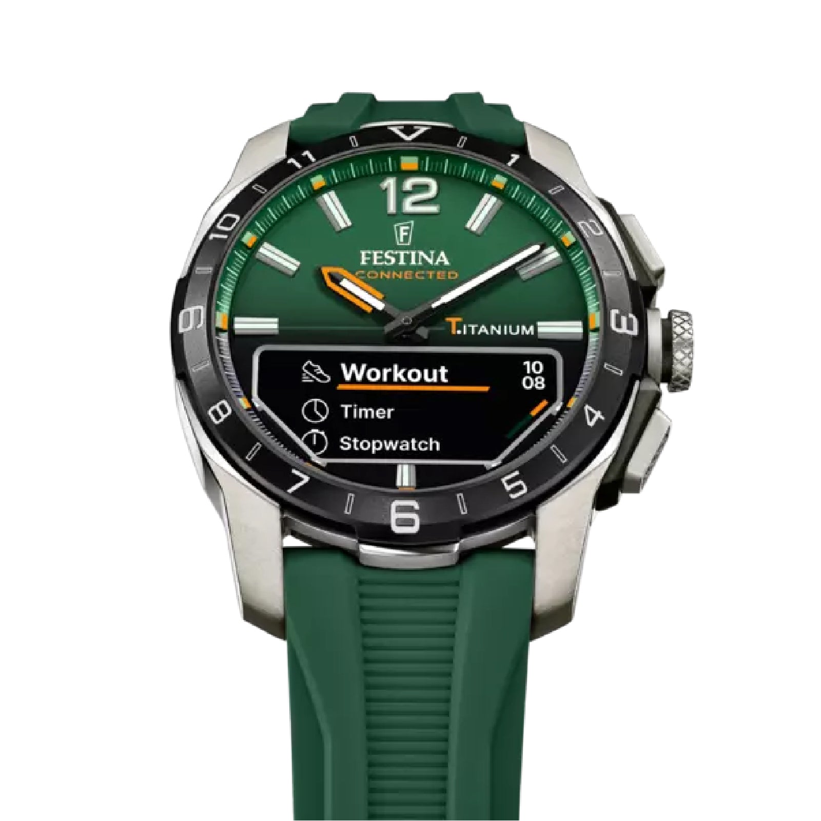 Orologio multifunzione Festina in titanio verde da uomo MISURA UNICA