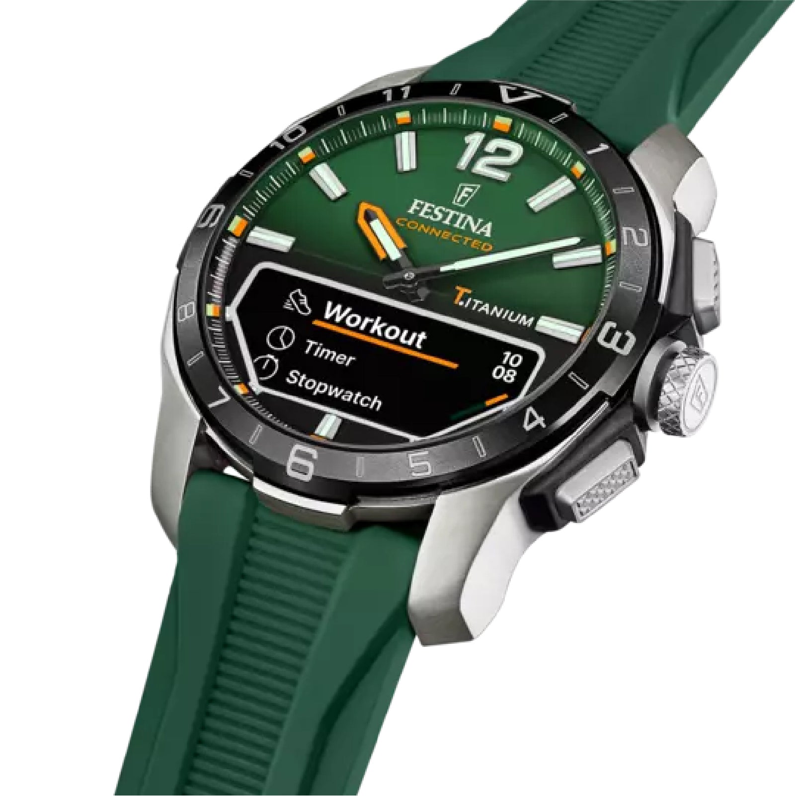 Orologio multifunzione Festina in titanio verde da uomo MISURA UNICA