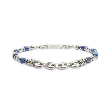 Bracciale Marlù Icons da uomo in acciaio con ematite e sodalite blu