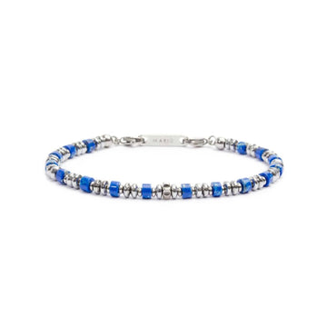 Bracciale Marlù Icons da uomo in acciaio con ematite e lapis blu piccole