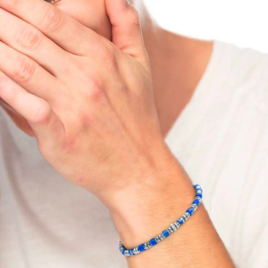 Bracciale Marlù Icons da uomo in acciaio con ematite e lapis blu piccole