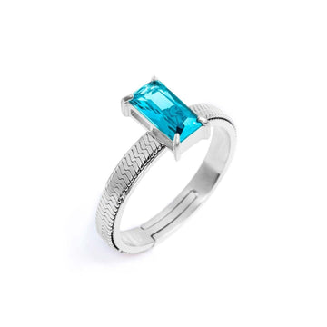 Anello solitario donna Marlù Sparkles acciaio con zircone azzurro