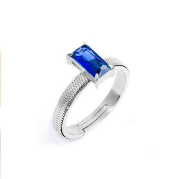 Anello solitario donna Marlù Sparkles acciaio con zircone blu