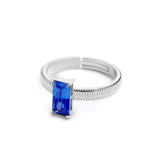 Anello solitario donna Marlù Sparkles acciaio con zircone blu