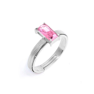 Anello solitario donna Marlù Sparkles acciaio con zircone rosa