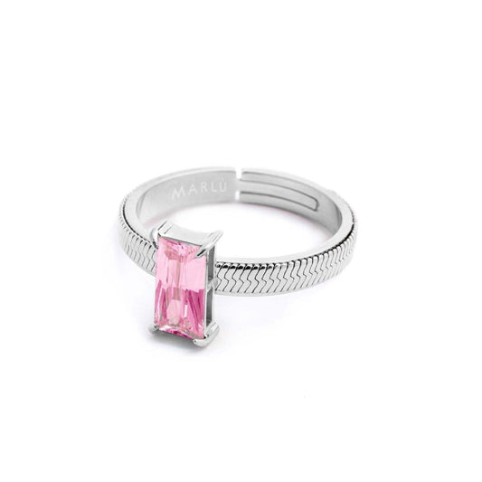 Anello solitario donna Marlù Sparkles acciaio con zircone rosa