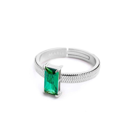 Anello solitario donna Marlù Sparkles acciaio con zircone verde