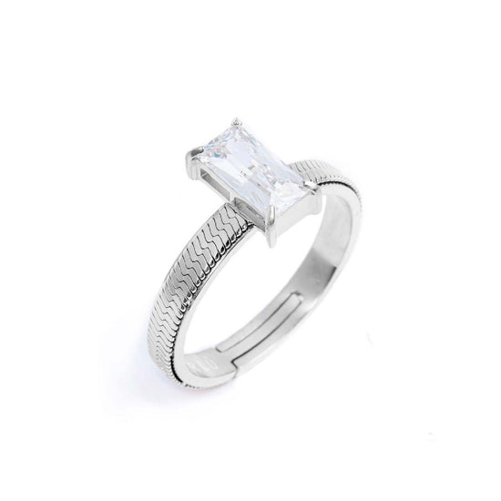 Anello solitario donna Marlù Sparkles acciaio con zircone bianco 31AN0003W-1