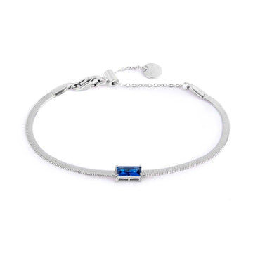 Bracciale maglia snake donna Marlù Sparkles in acciaio con zircone blu