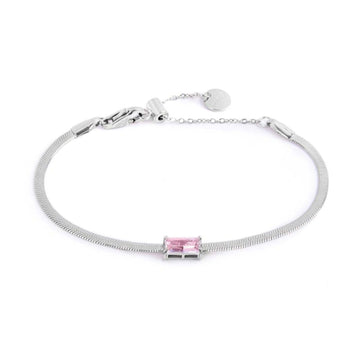 Bracciale maglia snake donna Marlù Sparkles in acciaio con zircone rosa