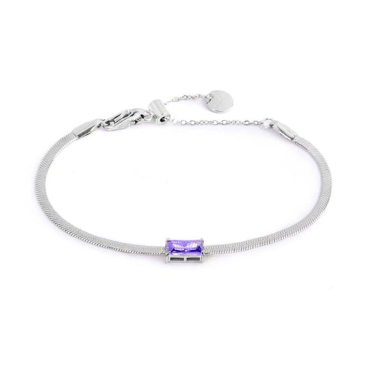 Bracciale maglia snake donna Marlù Sparkles in acciaio con zircone viola