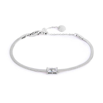 Bracciale maglia snake donna Marlù Sparkles in acciaio con zircone bianco