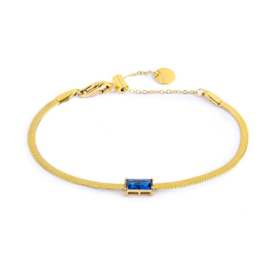 Bracciale maglia snake donna Marlù Sparkles in acciaio dorato con zircone blu