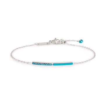 Bracciale catena Marlù Sparkles donna acciaio con zirconi e smalto azzurro