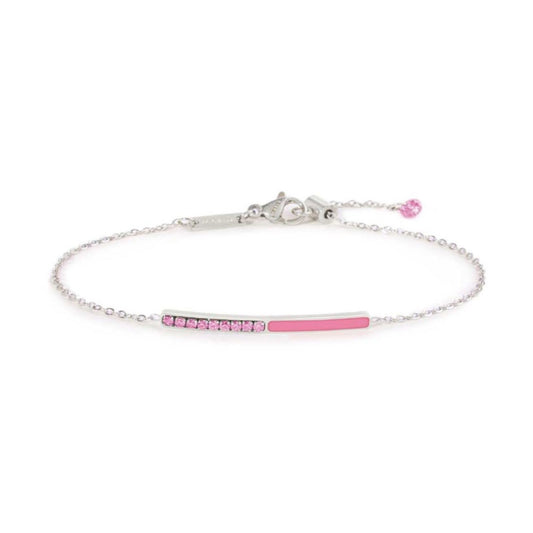 Bracciale catena Marlù Sparkles donna acciaio con zirconi e smalto rosa