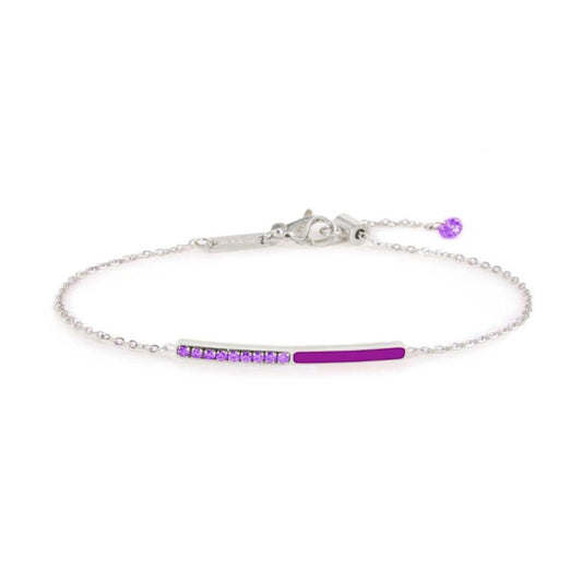 Bracciale catena Marlù Sparkles donna acciaio con zirconi e smalto viola