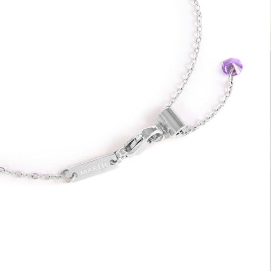 Bracciale catena Marlù Sparkles donna acciaio con zirconi e smalto viola