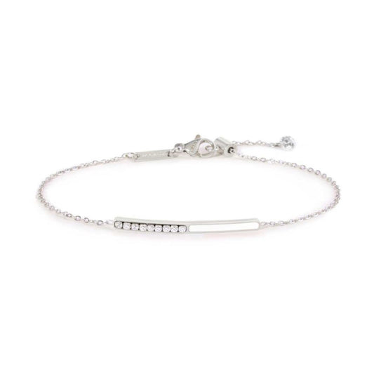 Bracciale catena Marlù Sparkles donna acciaio con zirconi e smalto bianco