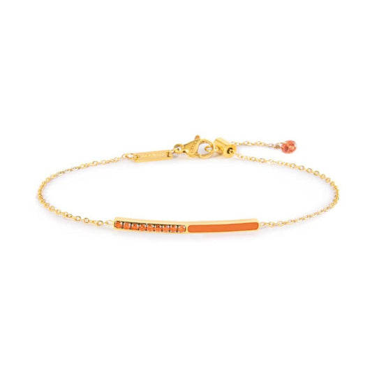 Bracciale catena Marlù Sparkles donna acciaio dorato con zirconi e smalto arancione