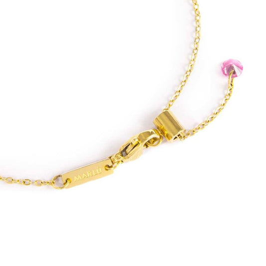 Bracciale catena Marlù Sparkles donna acciaio dorato con zirconi e smalto rosa