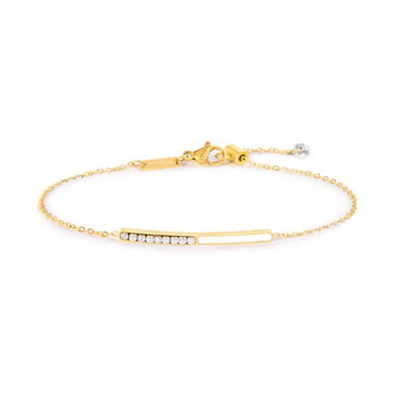 Bracciale catena Marlù Sparkles donna acciaio dorato con zirconi e smalto bianco