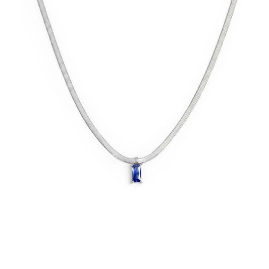 Collana snake donna Marlù Sparkles in acciaio con zircone blu taglio baguette