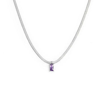 Collana snake donna Marlù Sparkles in acciaio con zircone viola taglio baguette