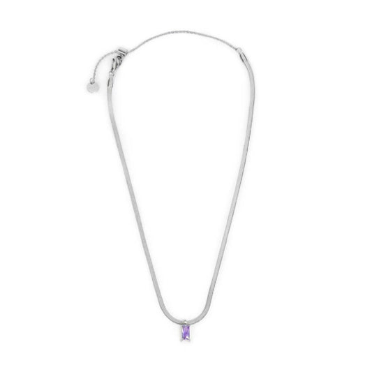 Collana snake donna Marlù Sparkles in acciaio con zircone viola taglio baguette