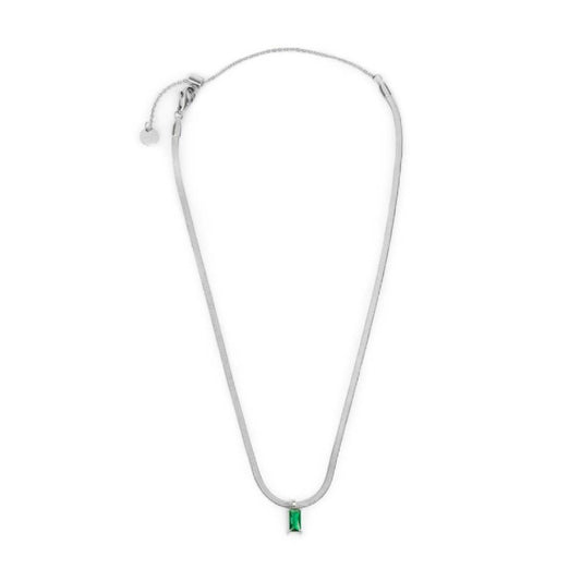 Collana snake donna Marlù Sparkles in acciaio con zircone verde taglio baguette