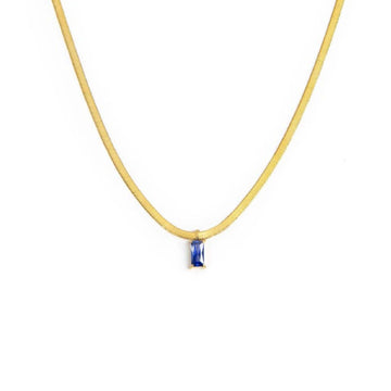 Collana snake donna Marlù Sparkles in acciaio dorato con zircone blu taglio baguette