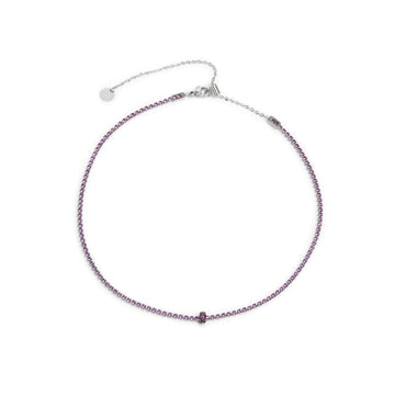 Collana tennis Marlù Sparkles da donna in acciaio argento con zirconi viola 2 mm