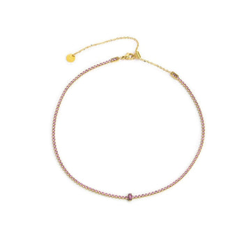 Collana tennis Marlù Sparkles da donna in acciaio oro con zirconi rosa 2 mm