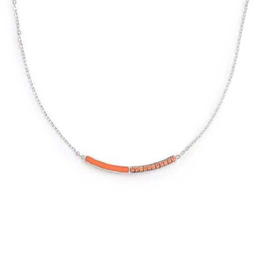 Collana girocollo Marlù Sparkles donna acciaio con zirconi e smalto arancione