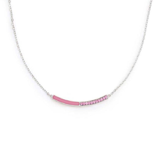 Collana girocollo Marlù Sparkles donna acciaio con zirconi e smalto rosa