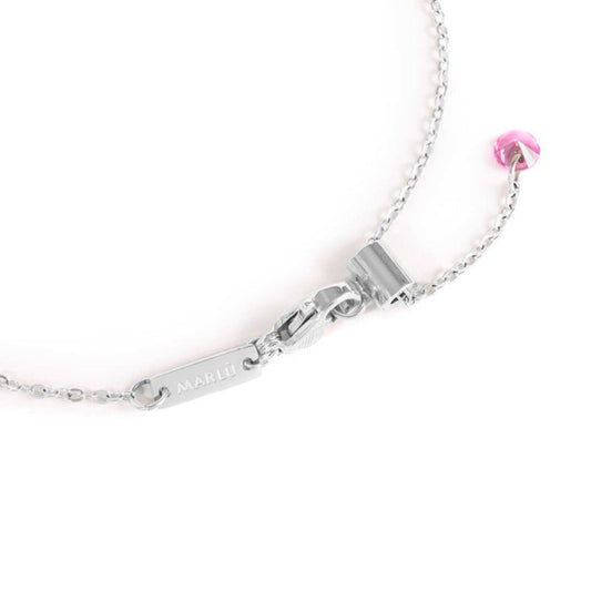 Collana girocollo Marlù Sparkles donna acciaio con zirconi e smalto rosa